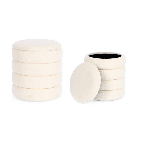 Set 2 Pouf Contenitore Bianca Boucle’ – JACKSON