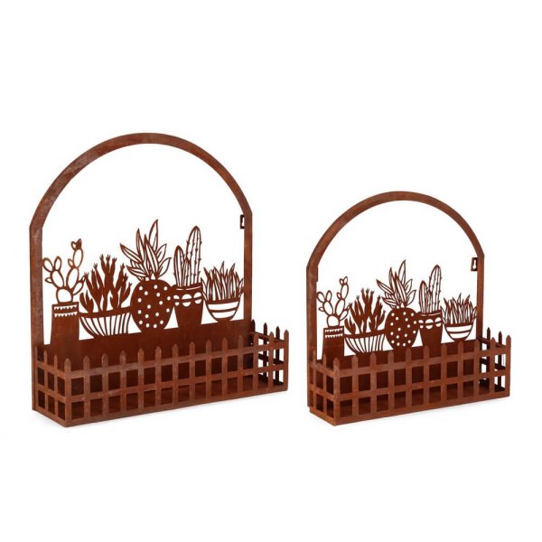 Set 2 portavasi decorativi con cactus colore ruggine (2 Pezzi) - ENYRA