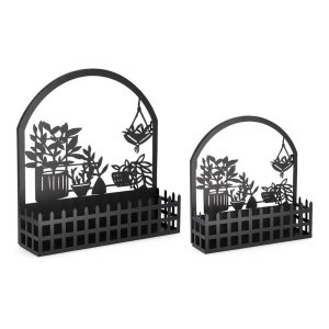 Set 2 portavasi decorativi con piantine colore nero (2 Pezzi) - ARAVINE