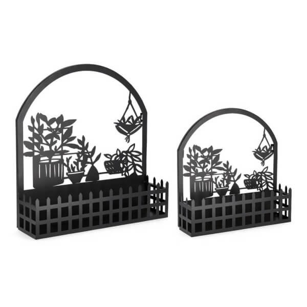 Set 2 portavasi decorativi con piantine colore nero (2 Pezzi) - ARAVINE