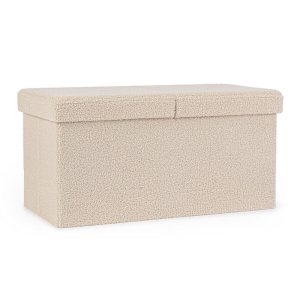 Pouf ContenitorePieg. Ret Boucle Beige (2 Pezzi) - MARTIN