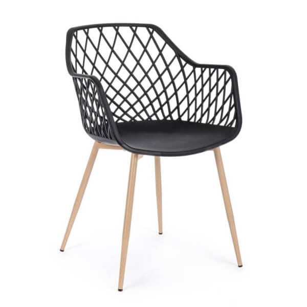 Sedia scandinava con braccioli (4 Pezzi) - EMMETT - Nero