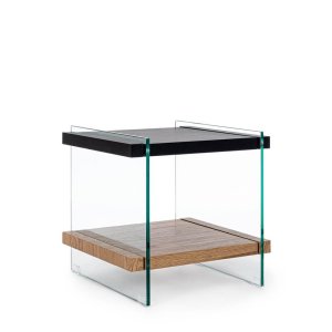 Tavolino 2 piani Wood nera 50X50 - SARA