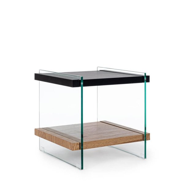 Tavolino 2 piani Wood nera 50X50 - SARA