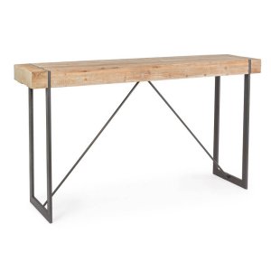 Tavolo Bar industrial in legno e acciaio 200X50 - THEO