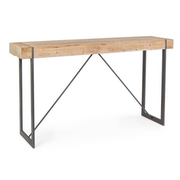 Tavolo Bar industrial in legno e acciaio 200X50 - THEO