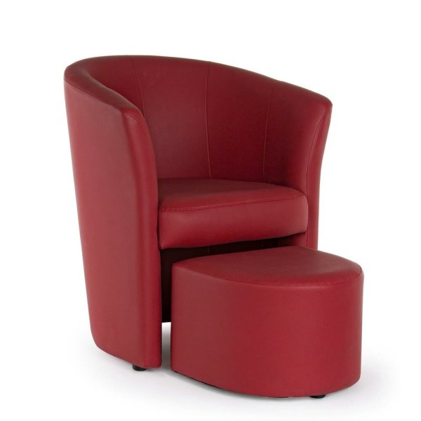Poltrona con Pouf in ecopelle - ROBINSON