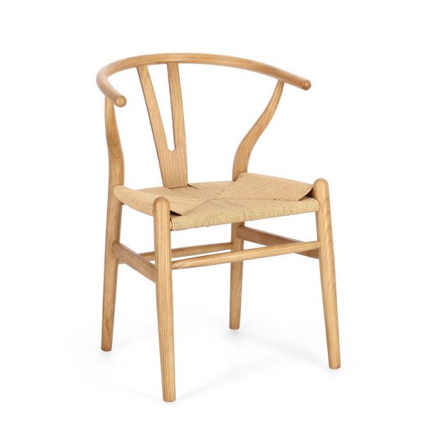 Sedia moderna in legno seduta in corda di carta - DIANA