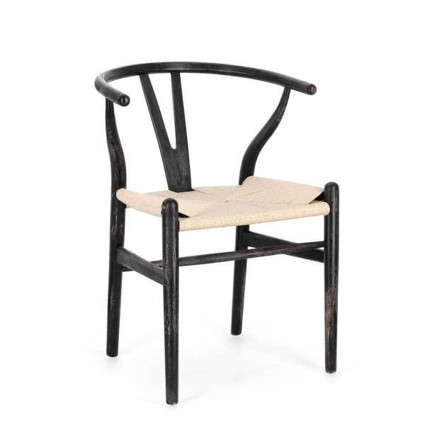 Sedia moderna in legno con seduta in corda di carta (2 Pezzi) - DIANA