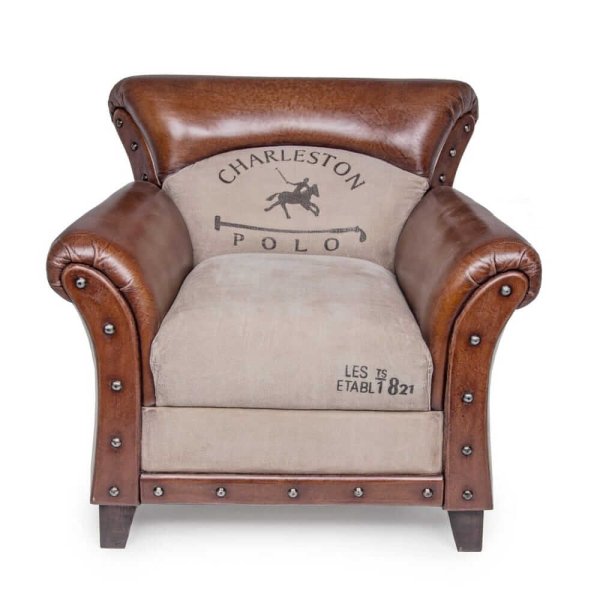 Poltrona vintage in vera pelle di bufalo – SAVANNAH