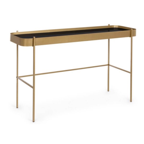 Consolle Oro con piano in vetro 120X43 - ANTONIO