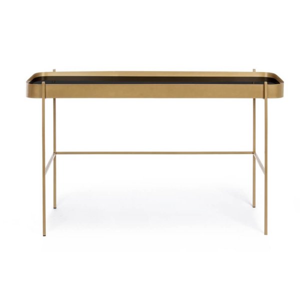 Consolle Oro con piano in vetro 120X43 – ANTONIO