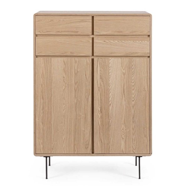 Mobile alto 2 ante 4 cassetti naturale – WILLOW