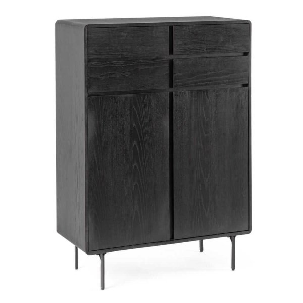 Mobile alto 2 ante 4 cassetti nero - WILLOW