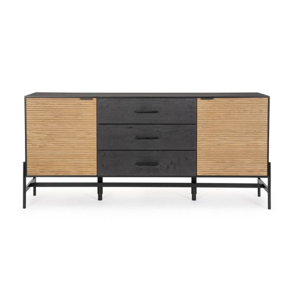 Credenza 2 ante 3 cassetti nera Naturale – ALESSIA