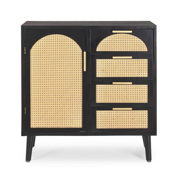 Credenza un’anta 4 cassetti nera ( Pezzi) – JOSIE
