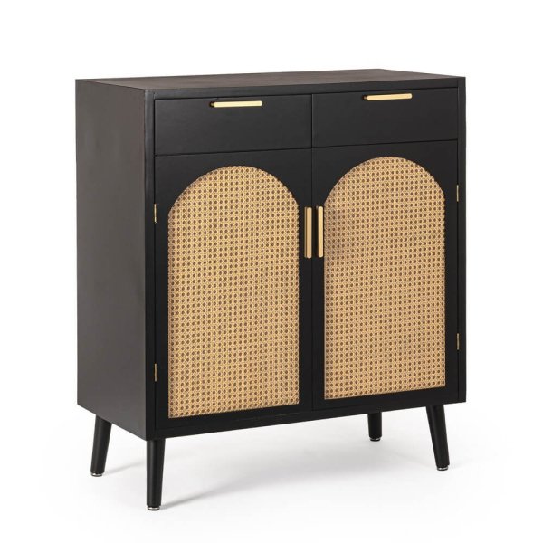 Credenza 2 ante 2 cassetti nera ( Pezzi) - JOSIE