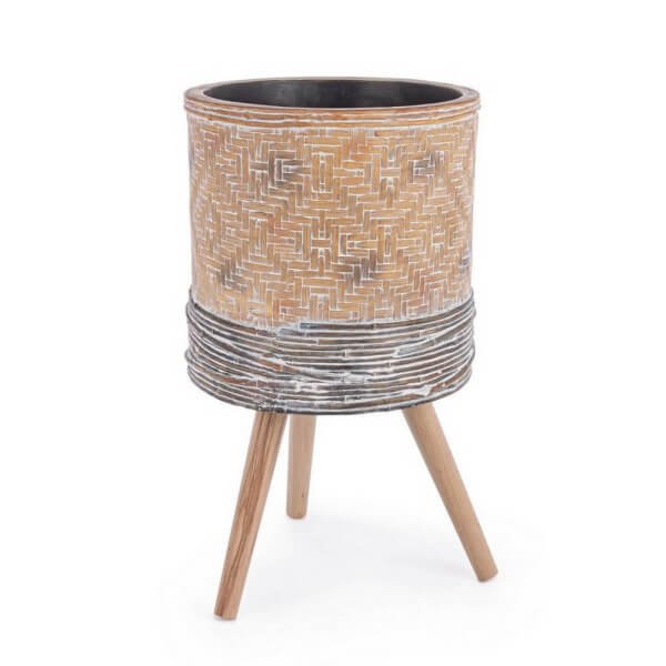 Alternative view of Vaso Treppiede Resina Marrone Rustico da Interno H39 cm - ZYRKON