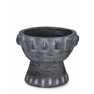 Vaso tondo bucchero grigio D39 - VELKAR