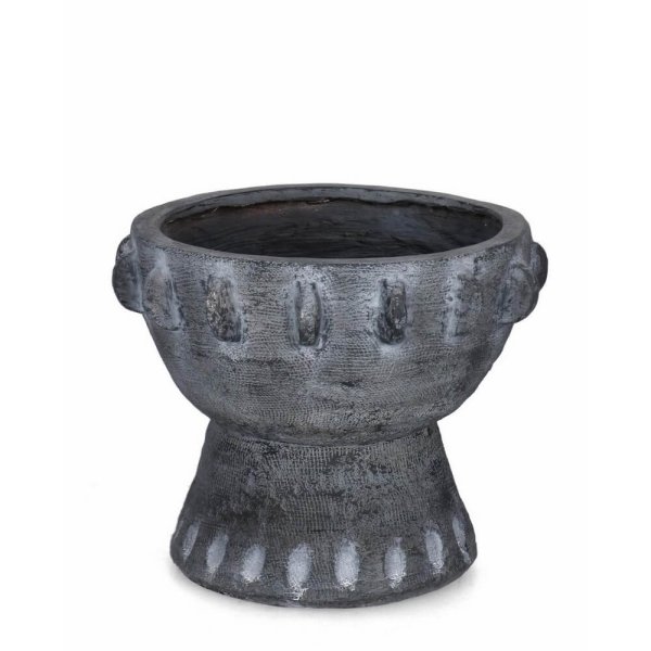 Vaso tondo bucchero grigio D39 - VELKAR