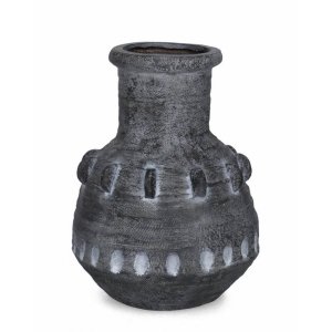 Vaso tondo bucchero grigio D37 - VELKAR