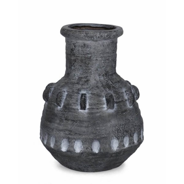 Vaso tondo bucchero grigio D37 - VELKAR