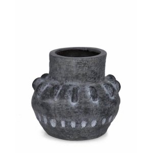 Vaso tondo bucchero grigio D32 - VELKAR