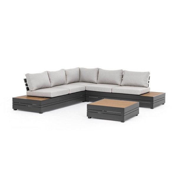 Set salotto angolare da esterno in alluminio con cuscini - OSTEN