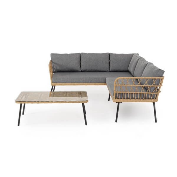 Set salotto angolare da esterno con cuscini – BURREL