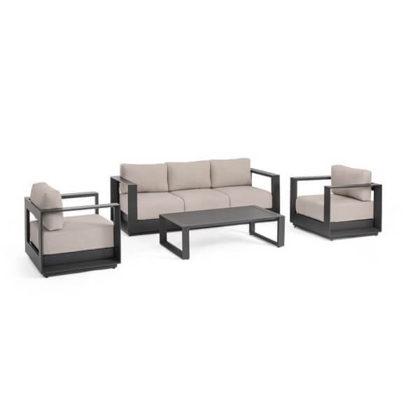 Set salotto 4 posti da esterno in alluminio con cuscini - MOSES