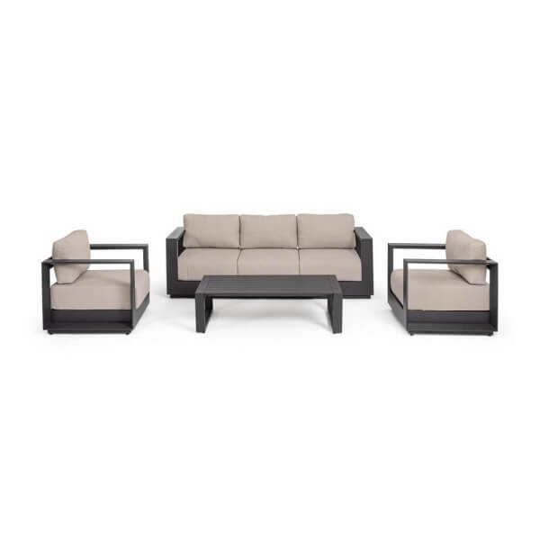 Set salotto 4 posti da esterno in alluminio con cuscini – MOSES