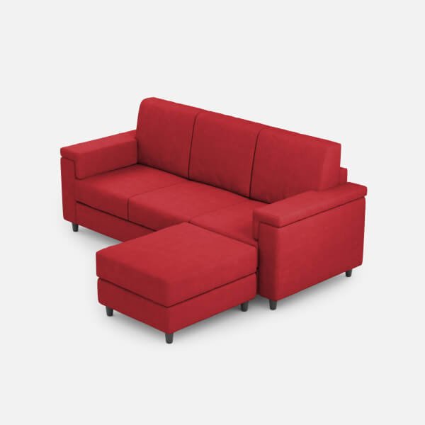 Divano 3 posti con Pouf Moderno in Tessuto - MARRAK