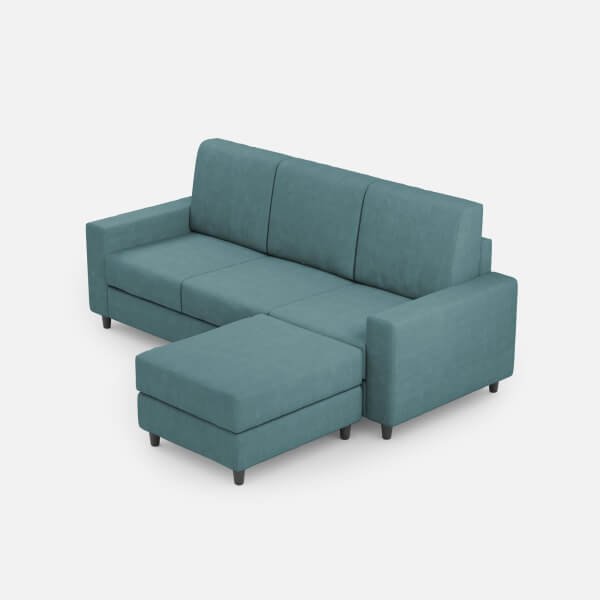 Divano 3 posti con Pouf Moderno in Tessuto - SAKAR