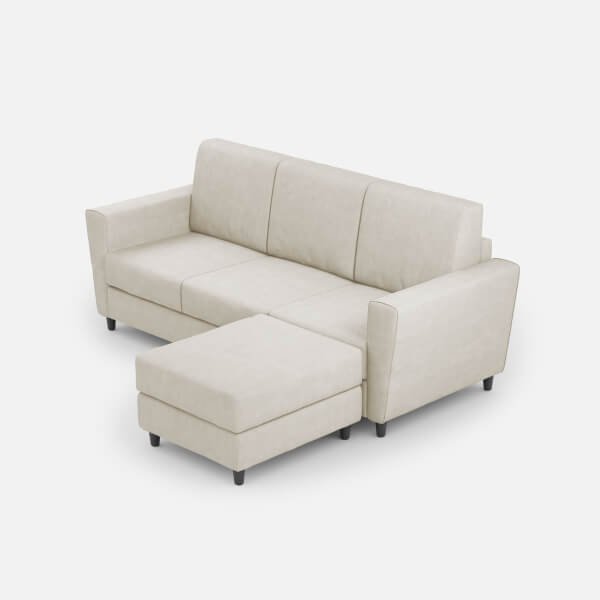 Divano 3 posti con Pouf Moderno in Tessuto - YASEL