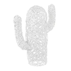Set 4 Cactus Decorativi Fibre Naturali Bianchi Moderni H55 cm - MIRDOR