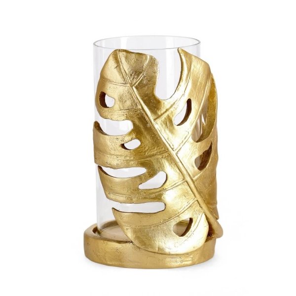 Porta Candela Poliresina Oro Moderno da Interno H23 cm - MUHAMMAD