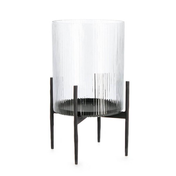Lanterna in Vetro Nero Moderna da Interno H40 cm - WOOD
