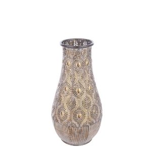 Set 2 Porta Candela Metallo Marrone Stile Boho da Interno - SOPHIE