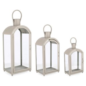 Set 2 Lanterne Metallo Grigio Moderne da Interno - JUAN