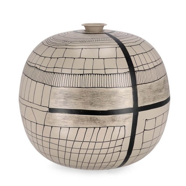 Bottiglia Decorativa Tonda Nero Moderna da Interno 39 cm - SORAYA