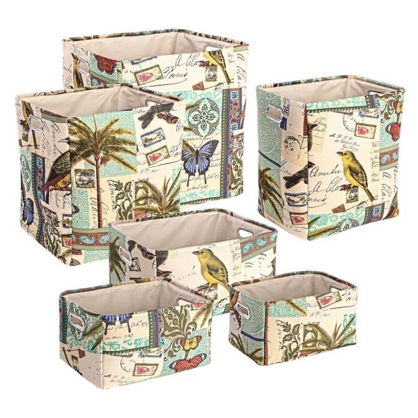 Alternative view of Set 2 Porta Oggetti Fibre Naturali Blu Boho da Interno - YUMI
