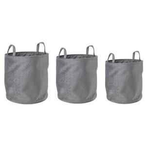 Set 3 Portaoggetti Poliestere Grigio Moderno da Interno - MEI-HUA