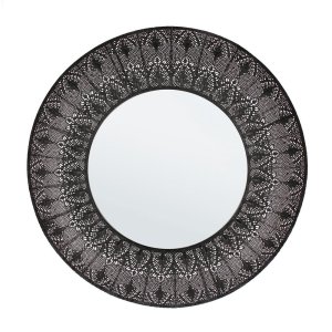 Specchio Metallo Nero Industriale da Parete Ø70 cm - PARKER