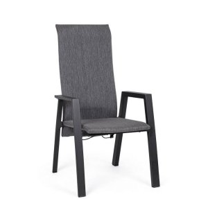 Set 4 Sedie Giardino con Braccioli Alluminio Antracite - ENDURING