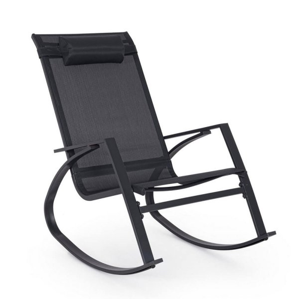 Poltrona Dondolo da esterno con Poggiapiedi - STURDY - Nero