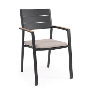 Set 4 Sedie con Braccioli Alluminio Antracite Moderno Esterno - VELISSA