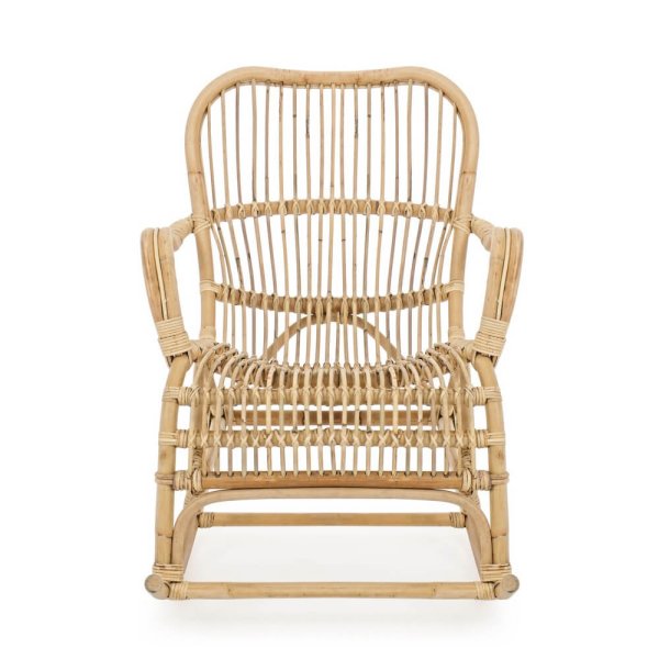 Alternative view of Poltrona Dondolo Rattan Naturale Marrone Boho da Interno - ANGELICA