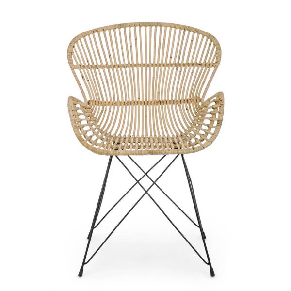 Alternative view of Set 4 Poltrone in Rattan Naturale Marrone Boho da Interno - TATIANA