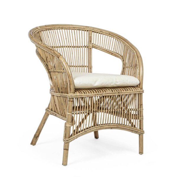 Poltrona in Rattan Naturale Marrone Rustica da Interno - ANGELICA