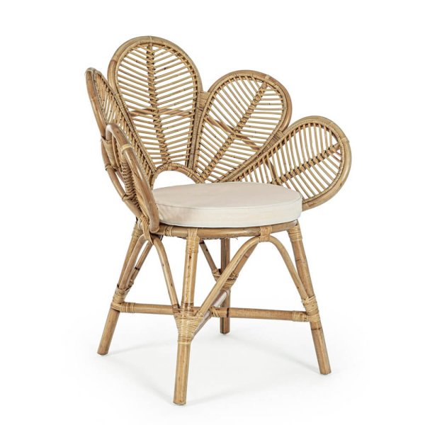 Sedia in Rattan Naturale Marrone Boho da Interno - ANGELICA
